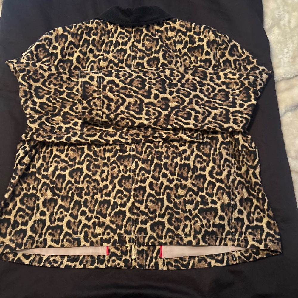 J.Crew Short Barn Jacket in Leopard Cotton Canvas Size XL - Picture 7 of 8